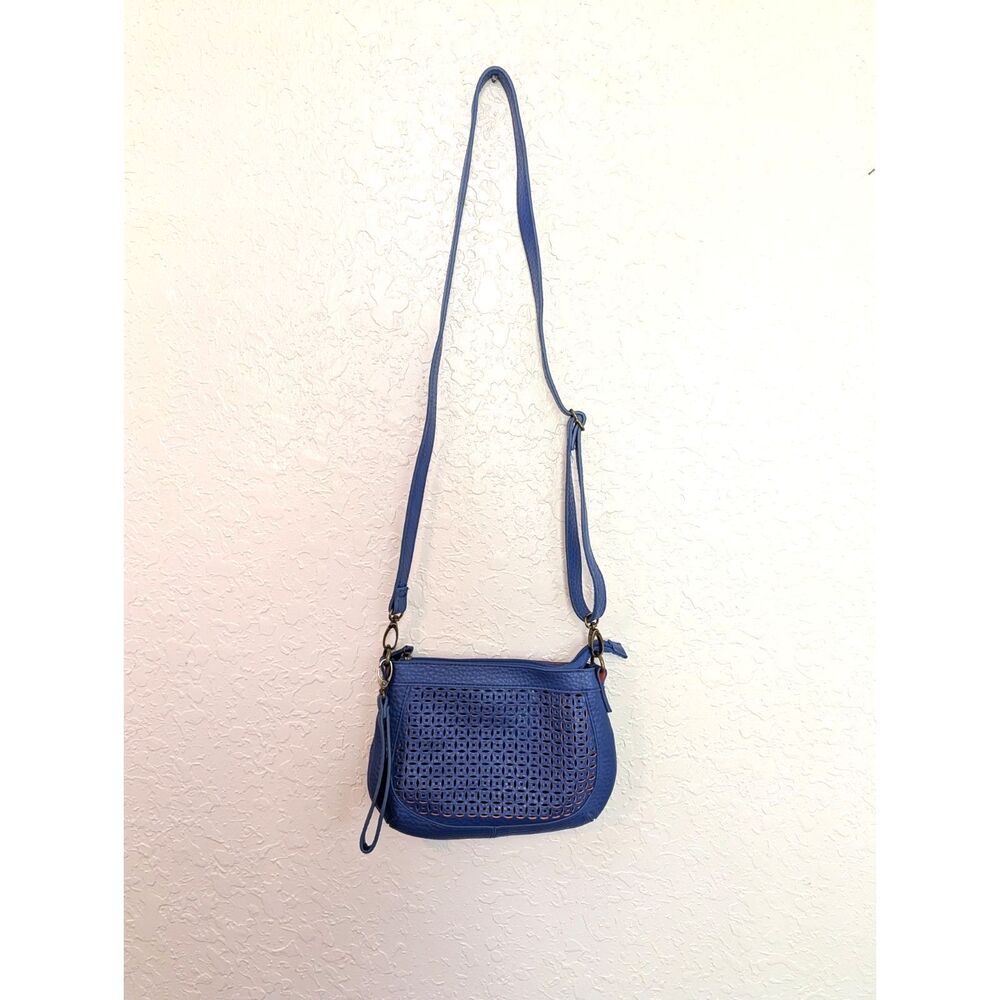 Orange Blue Eyelet Crossbody Clutch Bag Detachable Strap